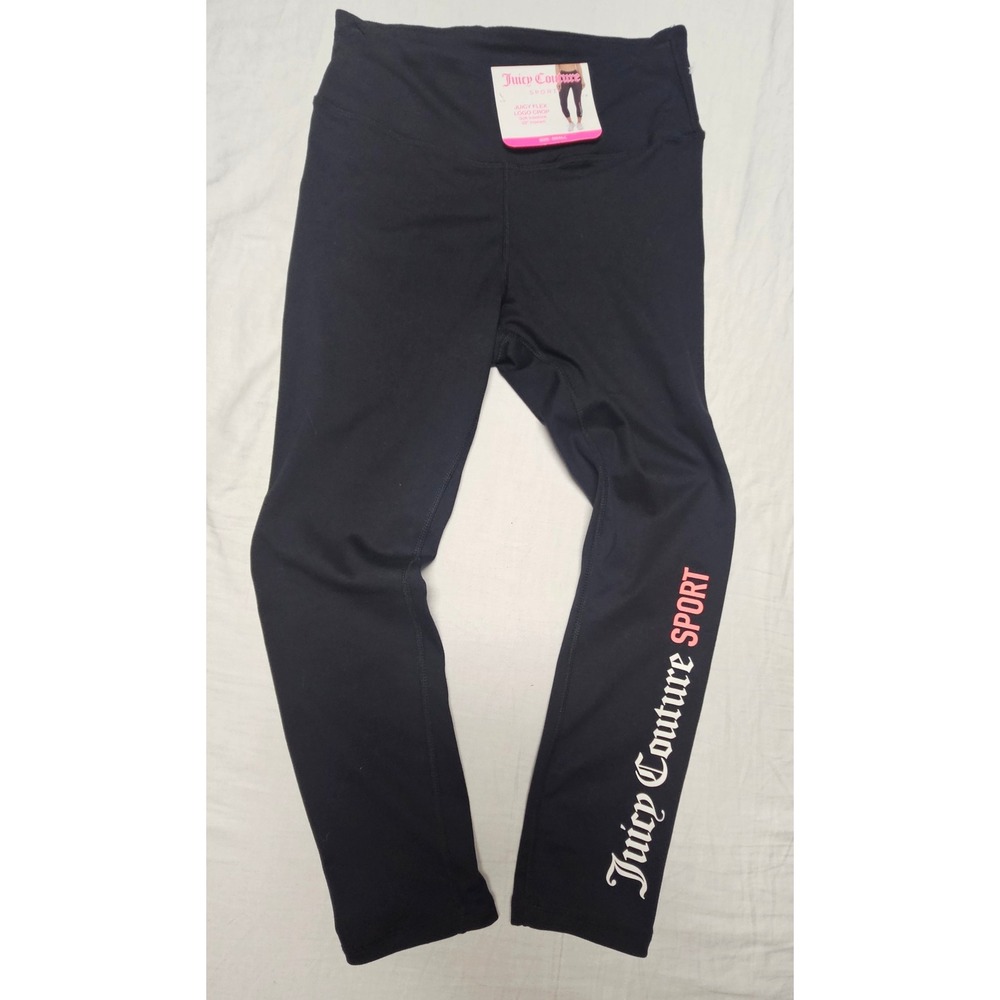 NWT Juicy Couture Sport Leggings‎ Womens Small Black Juicy Flex  Crop Yoga Pants